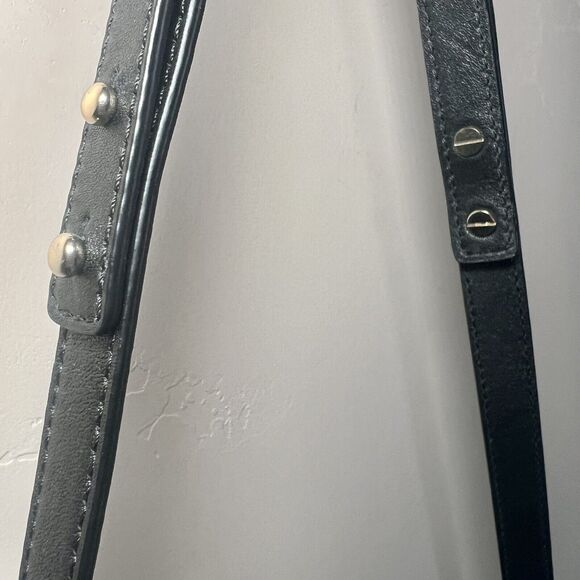 Loeffler Randall Black Leather w/ Animal Print Accent Envelope Crossbody Handbag - Picture 5 of 16